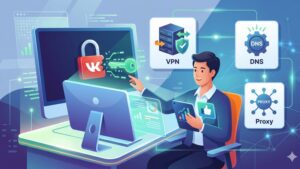 Современная иллюстрация к статье об обзоре эффективных способов разблокировки аккаунта в социальной сети ВКонтакте
